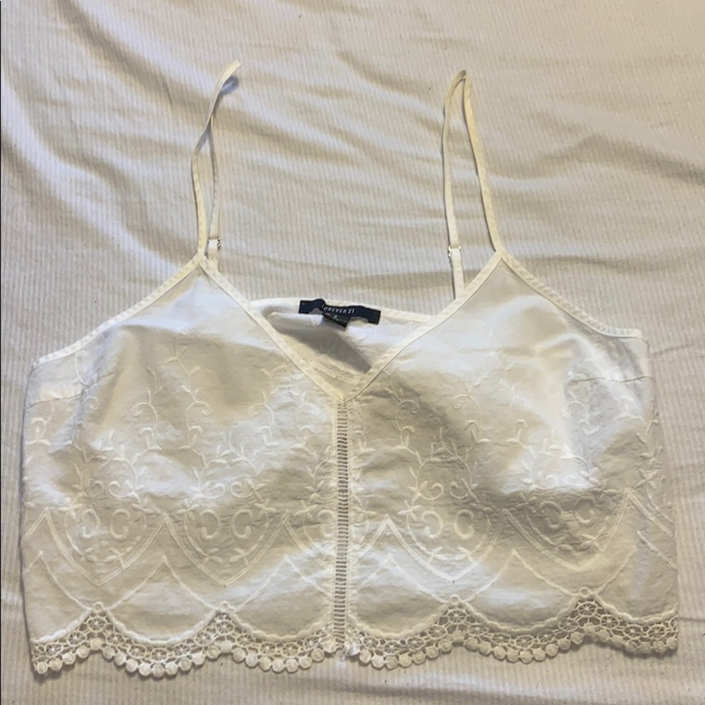 White lace crop top